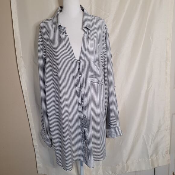 Velvet Heart Blue Striped Button Down Shirt - 3XL - Picture 1 of 16
